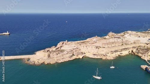 Aerial view of Fort Ricasoli in Kalkara, Malta photo