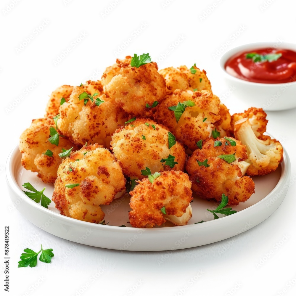 A platter of golden-brown fried calamari rings served on a white dish.
A platter of golden-brown fried calamari rings served on a white dish.