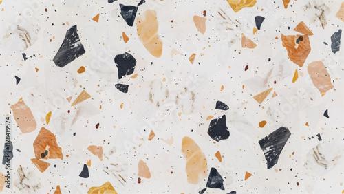 Terrazzo marble seamless pattern composed of pieces of granite,   Abstract wall background. Retro venetian stone . 