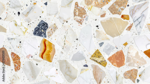 Terrazzo marble seamless pattern composed of pieces of granite,   Abstract wall background. Retro venetian stone . 