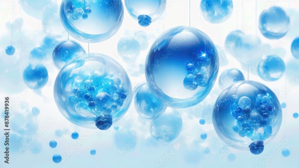 Floating color bubbles on a white background with colorful hues Floating color bubbles on a white background with colorful hues