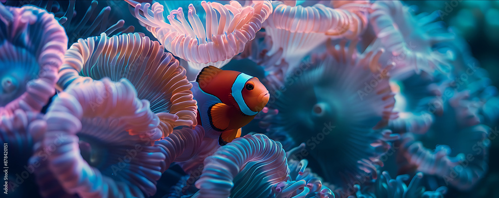  Close-Up of clown fish in Coral Reef underwater wallpaper background