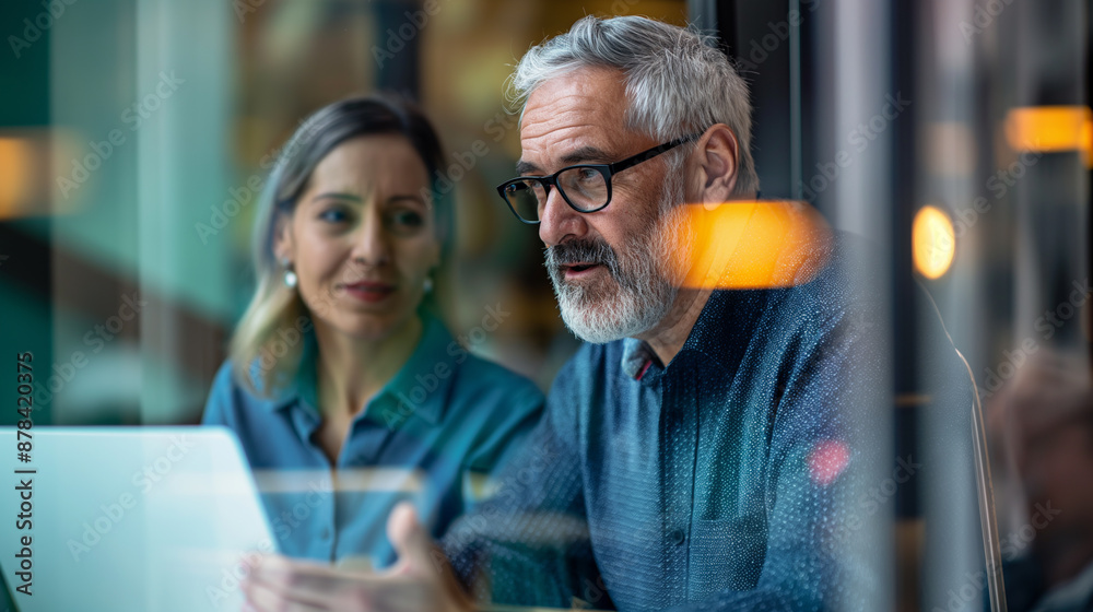 Obraz premium People viewing laptop at table