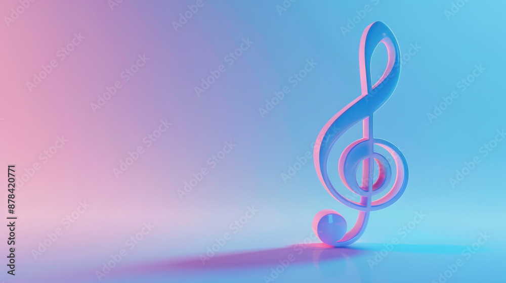 Fototapeta premium A musical note on a blue-purple gradient background