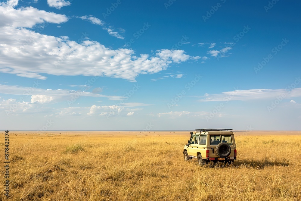 Fototapeta premium Safari Jeep in African Savanna