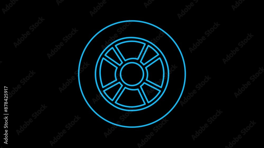 Animated of tyre icon. wheel icon line animation concept Animated of tyre icon. wheel icon line animation concept