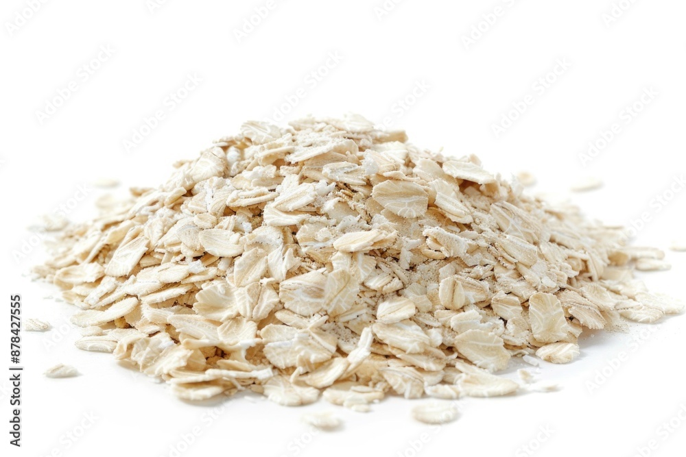 Flakes. Oatmeal Porridge Grain Background in White Isolated Agriculture Flakes. Oatmeal Porridge Grain Background in White Isolated Agriculture