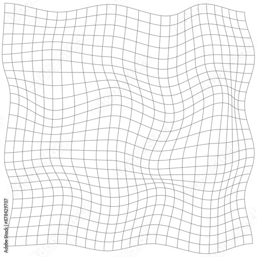 Grid, mesh, lattice with distort, deform effect. Distortion, deformation array of lines - Stock vector illustration, Clip art graphics © Vii