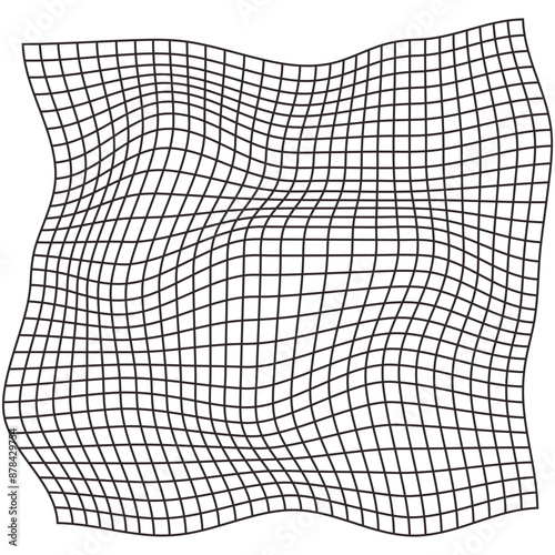 Grid, mesh, lattice with distort, deform effect. Distortion, deformation array of lines - Stock vector illustration, Clip art graphics