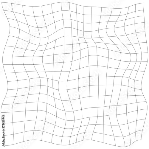 Grid, mesh, lattice with distort, deform effect. Distortion, deformation array of lines - Stock vector illustration, Clip art graphics