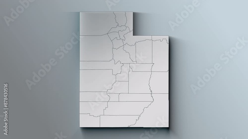 Modern Dynamic White Map of Utah with Counties
