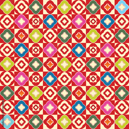 geometric seamless pattern. Abstract graphic background with squares, flower geometric.