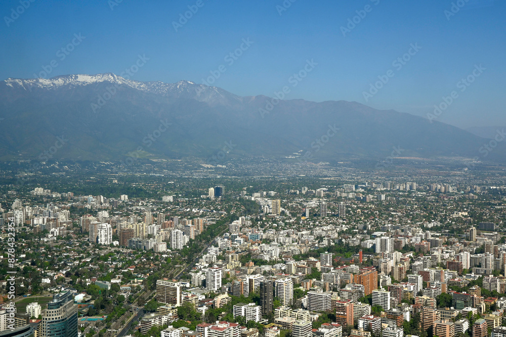 Santiago, Chile, October 22, 2023, city view showing the architecture of the buildings and houses Santiago, Chile, October 22, 2023, city view showing the architecture of the buildings and houses