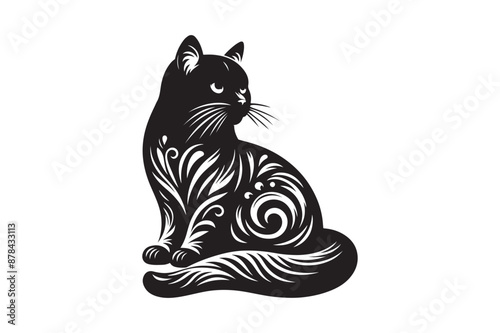 Sitting Cat vector silhouette