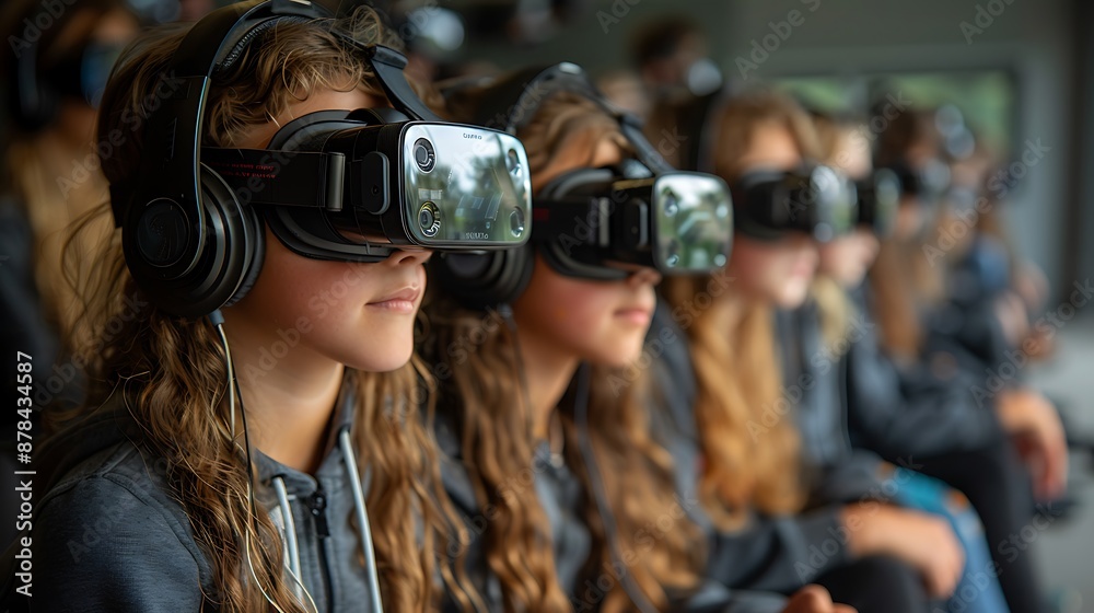 Students Immersed in Virtual Reality Technology in Classroom Setting Students Immersed in Virtual Reality Technology in Classroom Setting