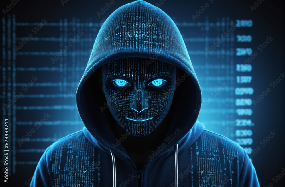 cybercrime, cyber attack, hacker with glowing binary code, ai in cybersecurity systems, threat detection algorithms cybercrime, cyber attack, hacker with glowing binary code, ai in cybersecurity systems, threat detection algorithms