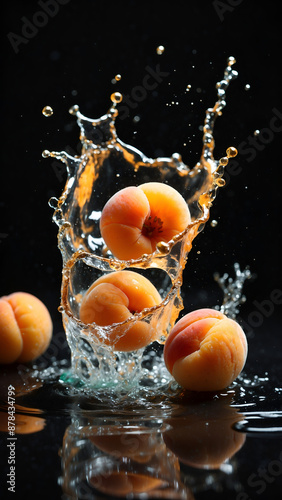 apricots in water splash