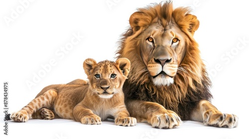 A Lion and its Cub Resting Together