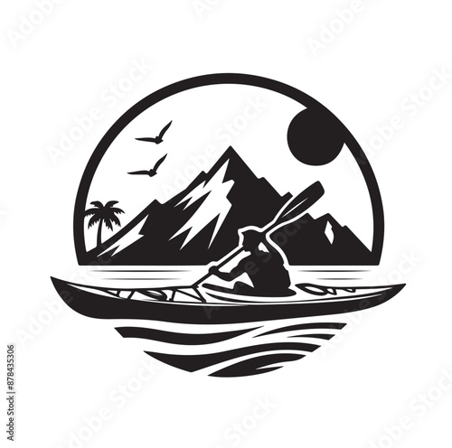 Kayak logo silhouettes vector illustration 