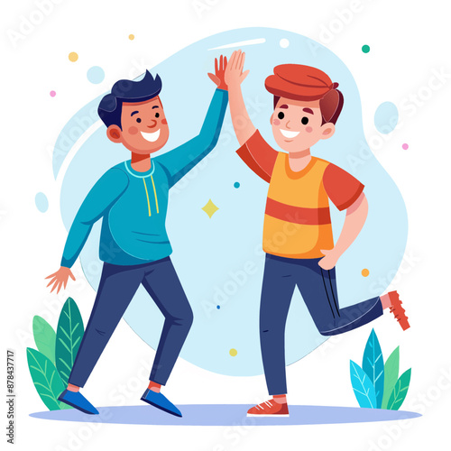 Joyful Friends Celebrating with a High Five