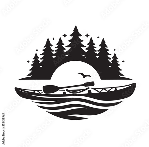 Kayak logo silhouettes vector illustration 