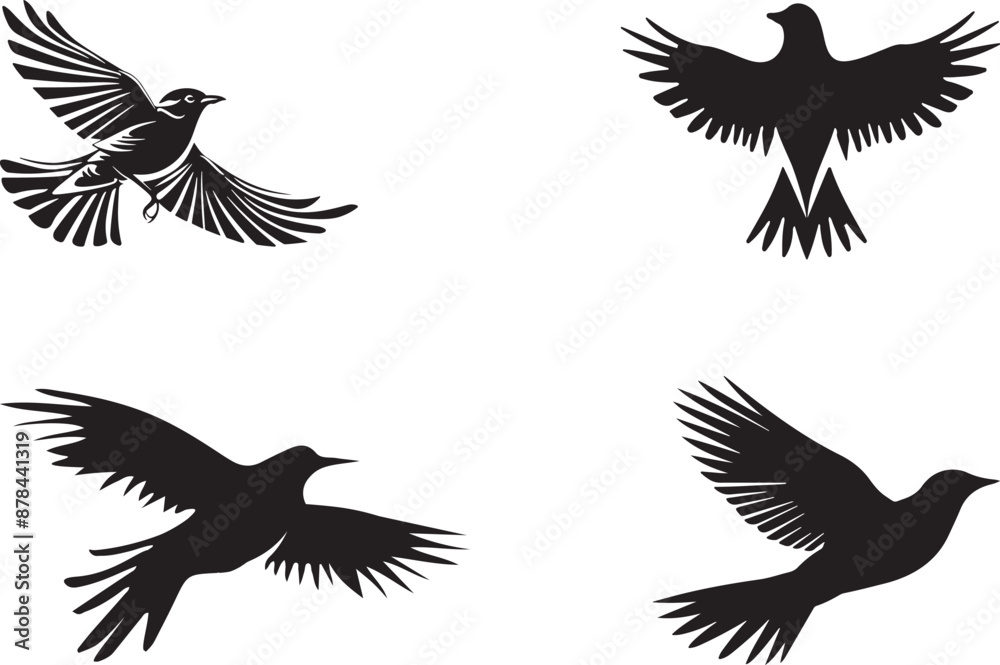 Obraz premium Flying birds vector image with illustration