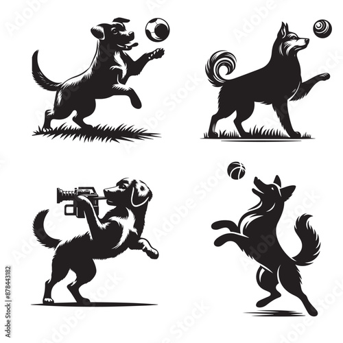 dog set  silhouette ,dog set silhouette images  ,dog set silhouette svg  ,dog silhouette png,dog set playing   silhouette 