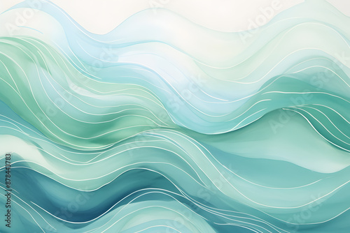 Wallpaper Mural Abstract Colorful Green Illustration With Flowing Waves. Torontodigital.ca