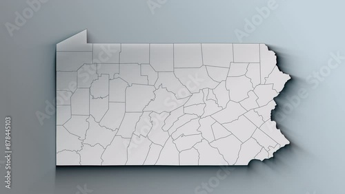 Modern Dynamic White Map of Pennsylvania with Counties