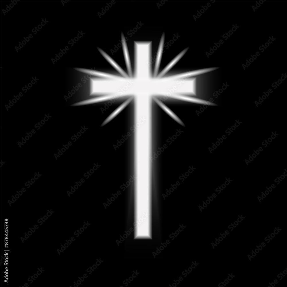 Shining Christian cross. Abstract rays cross for religion