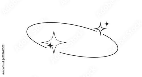 Aesthetic line with stars. Minimalist Futuristic Streetwear. Y2k style. Retro futuristic element. Vector illustration