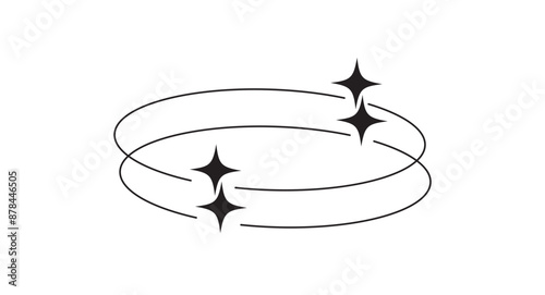 Aesthetic line with stars. Minimalist Futuristic Streetwear. Y2k style. Retro futuristic element. Vector illustration