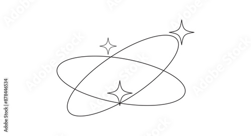 Aesthetic line with stars. Minimalist Futuristic Streetwear. Y2k style. Retro futuristic element. Vector illustration