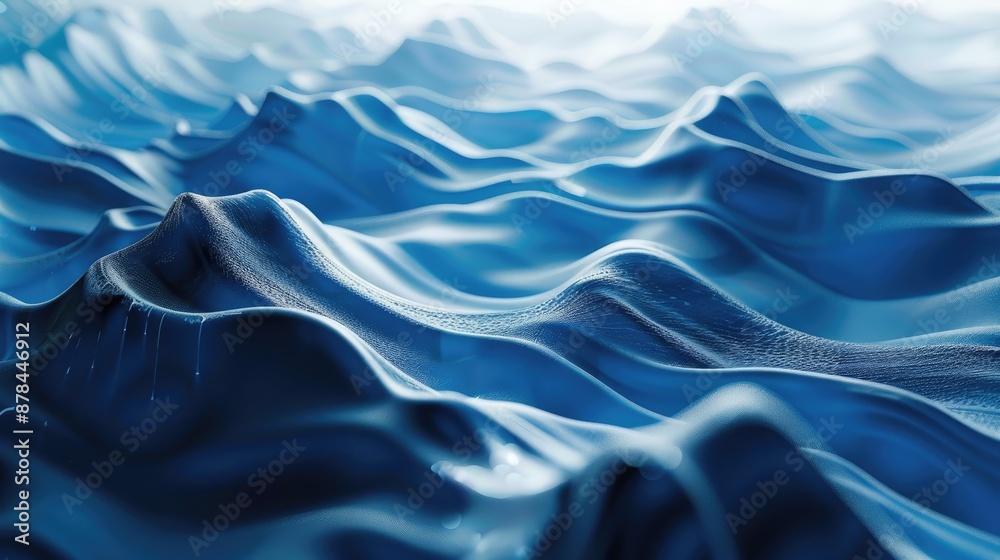 Obraz premium Blue waves in a volumetric design, emphasizing motion and depth in the background