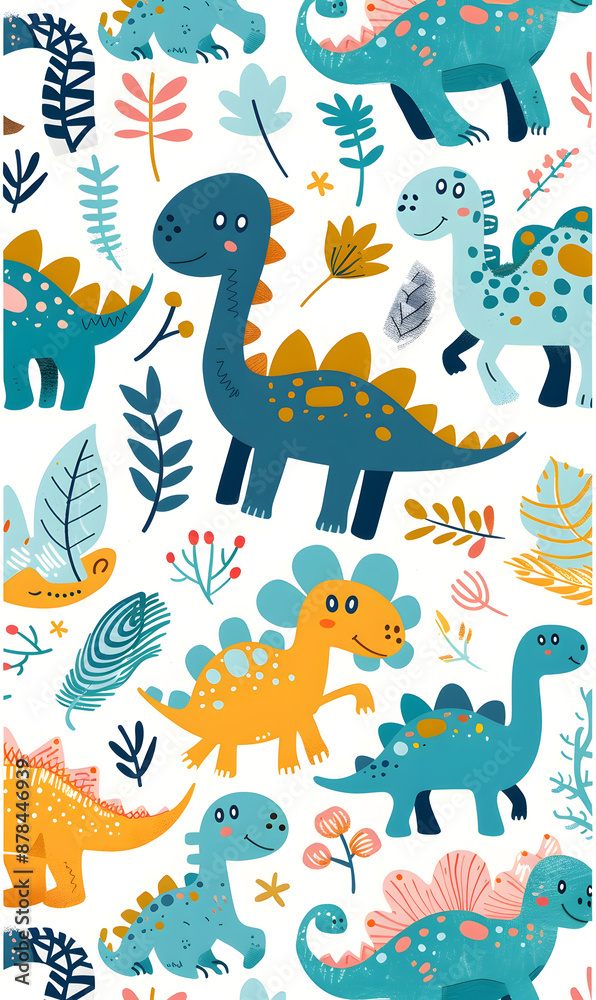 Fototapeta premium 2D illustrator doodle tile patterns with cute graphic designs