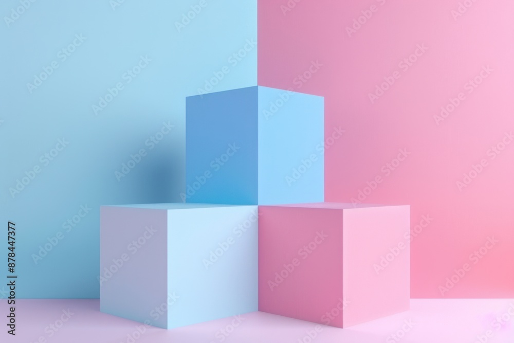 Minimalist Abstract Composition with Pastel Cubes Minimalist Abstract Composition with Pastel Cubes
