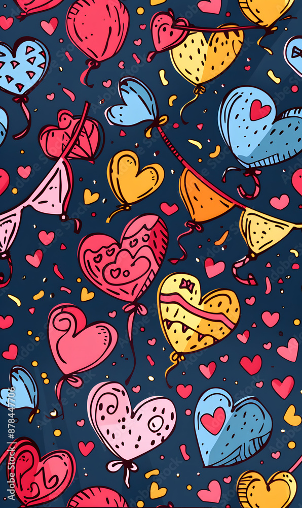 Naklejka premium 2D illustrator doodle tile patterns with cute graphic designs