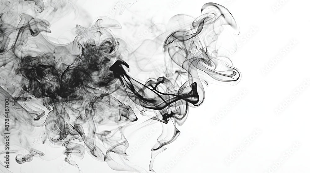 Abstract black smoke isolated on white background ,Freeze motion of black smoke isolated on white background Abstract black smoke isolated on white background ,Freeze motion of black smoke isolated on white background