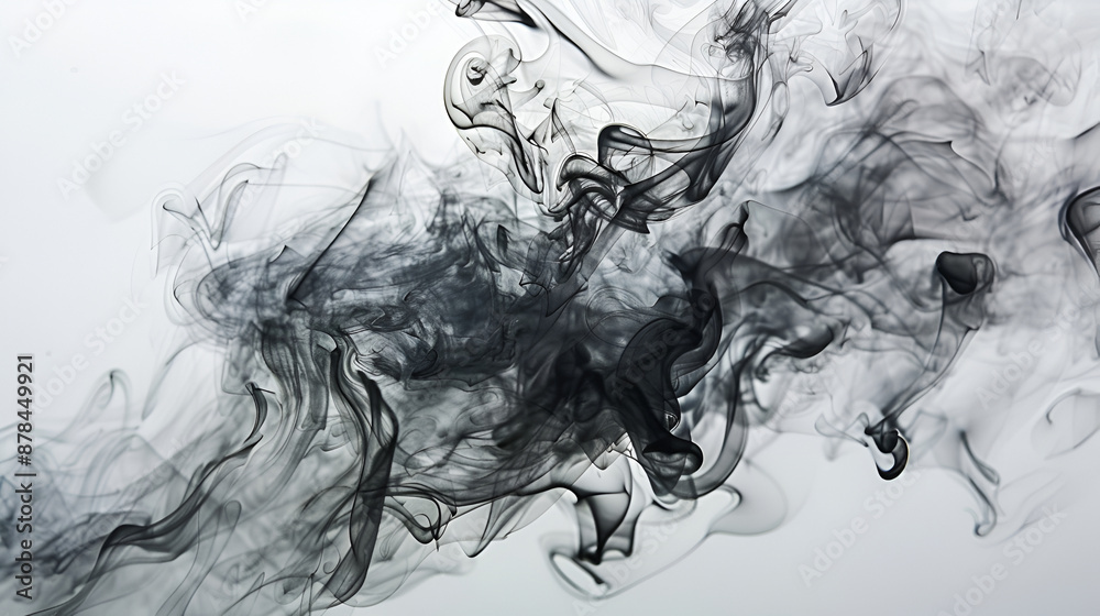 Abstract silky smoke aura on white backdrop ,Clean monochrome wallpaper ,Toxic fumes movement on a white background