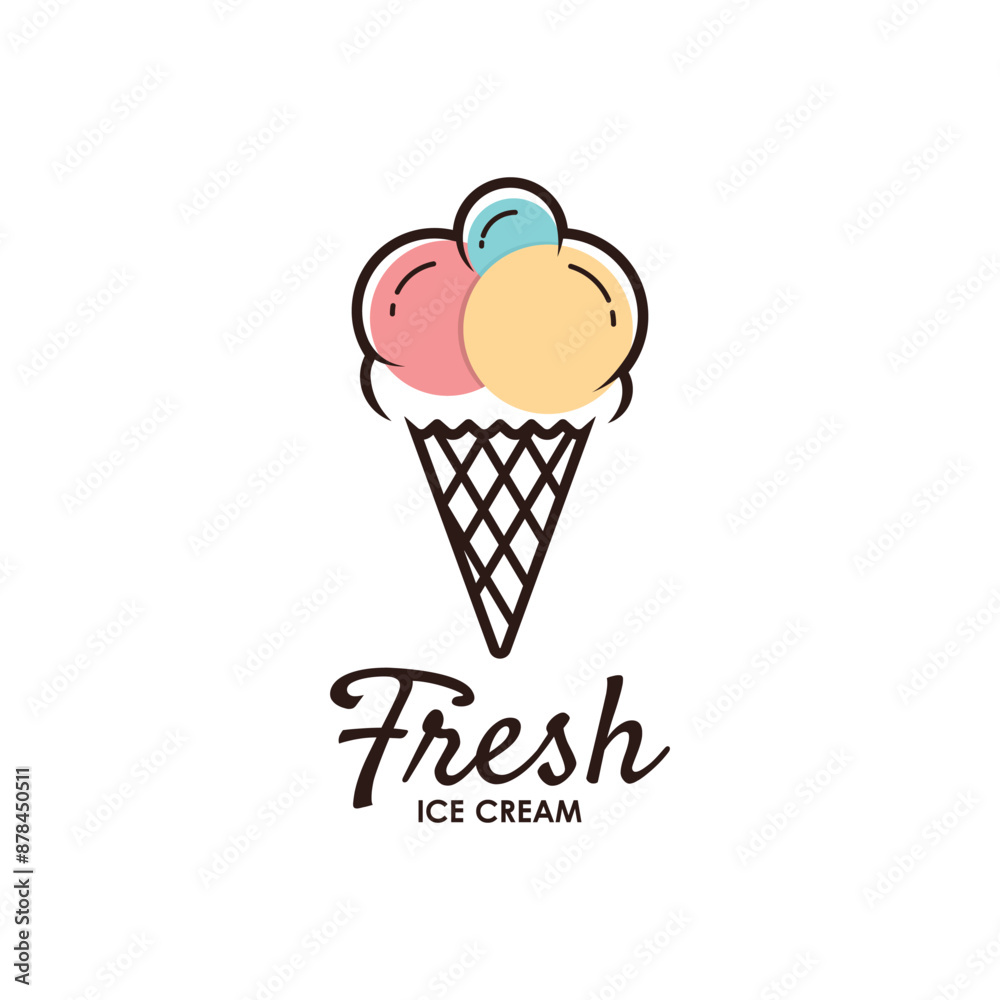 Ice Cream Illustration Logo Template with Simple Vector Concept. Ice Cream Illustration Logo Template with Simple Vector Concept.