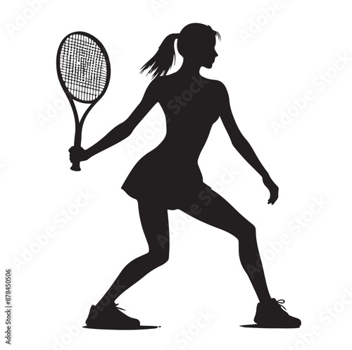 A tennis player silhouette vector illustration photo