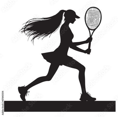A tennis player silhouette vector illustration