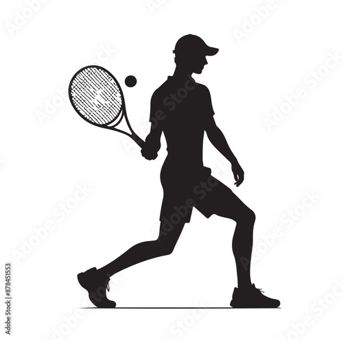 A tennis player silhouette vector illustration