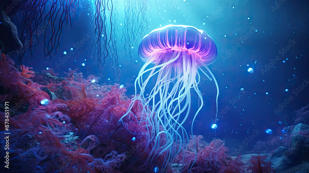 Naklejka premium magic bioluminescent jellyfish.