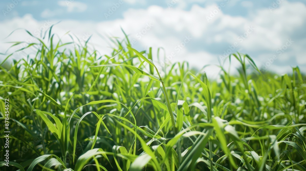 Close Up of Lush Green Grass Blades on a Sunny Day Close Up of Lush Green Grass Blades on a Sunny Day