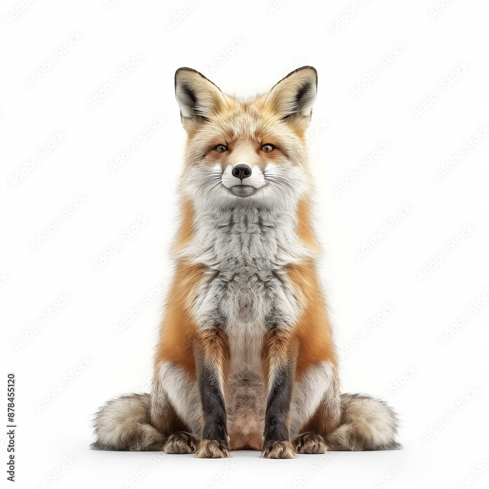 Fox portrait against a white background Fox portrait against a white background