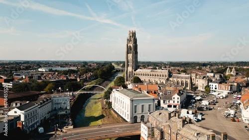 Boston, Lincolnshire: A UK market town with rich history, where the Pilgrim Fathers originated. Notable for St. Botolph's Church. photo