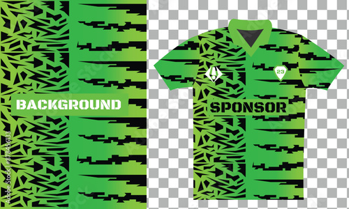 Sublimation sports thunder crack pattern green jersey t shirt for cricket soccer basketball rugby volleyball car racing cycling jersey vector 