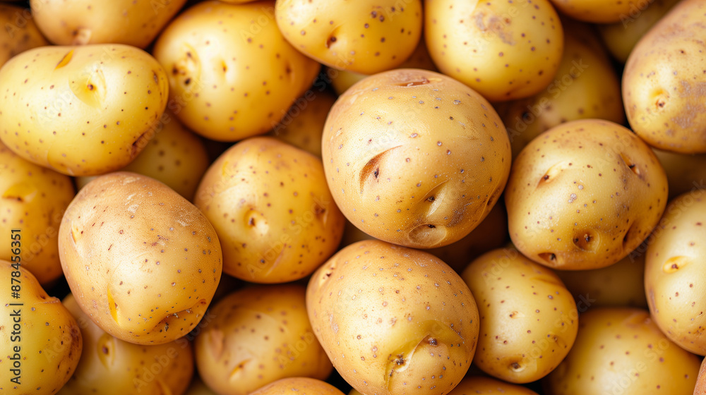Top-down view of clean, unpeeled potatoes Top-down view of clean, unpeeled potatoes
