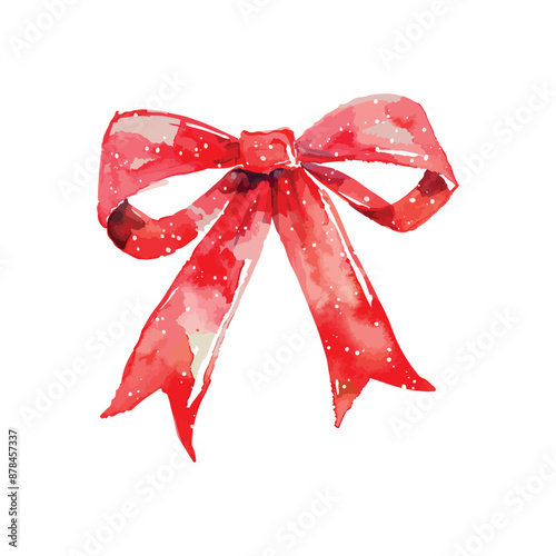 watercolor red bow isolated on white